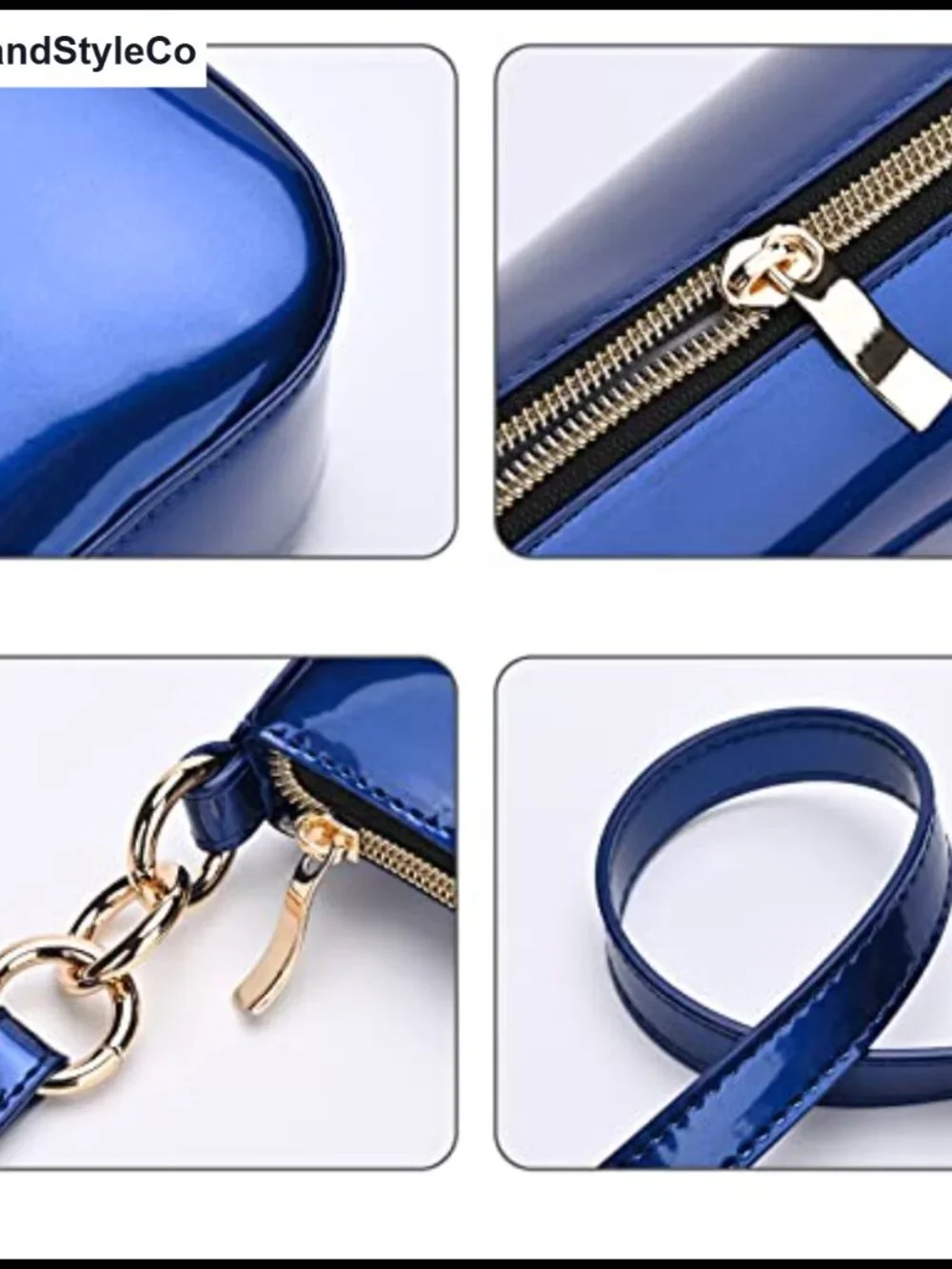 Vegan Patent Leather Y2K Shoulder Bag Womens Shiny Clutch Purse with Strap